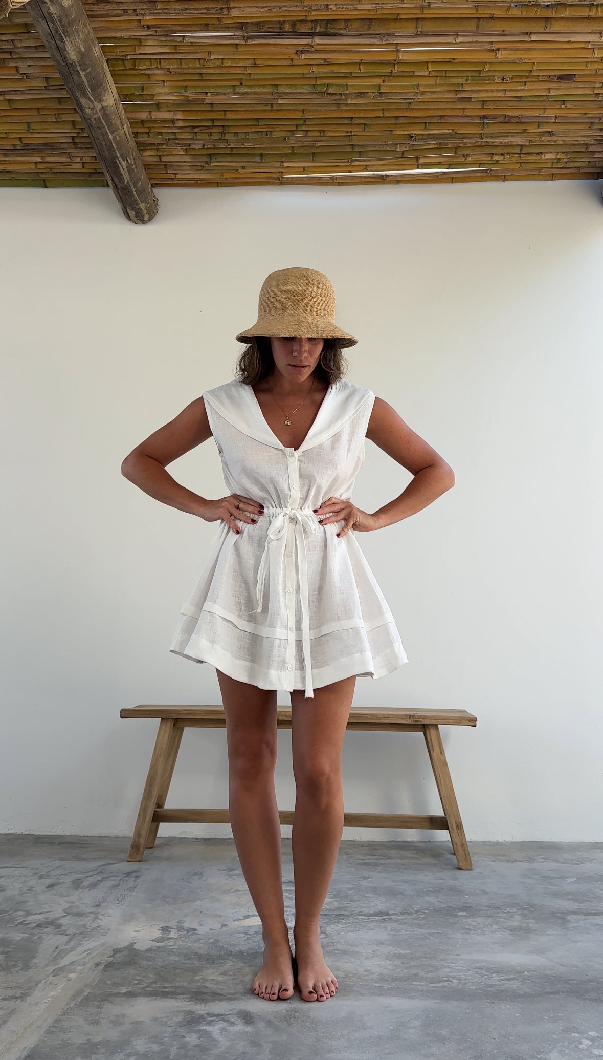 vestido de lino corto de verano
