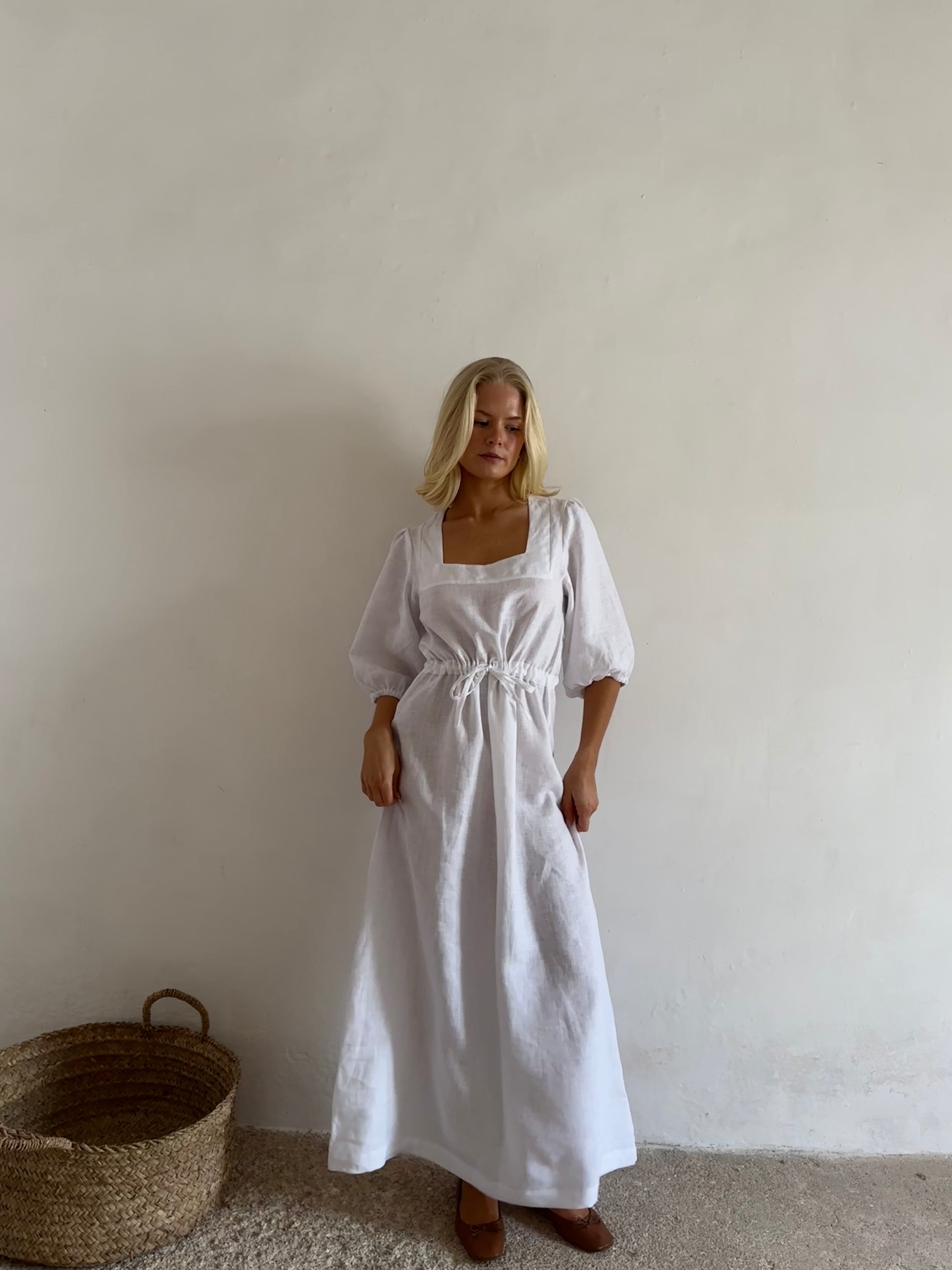 vestido de lino largo